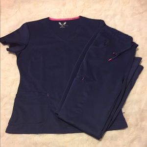 Smitten Navy Blue Scrub Set Medium